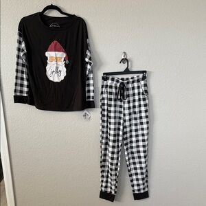 Jolly Santa Women's Pajama Set - Black and White Size small NEW